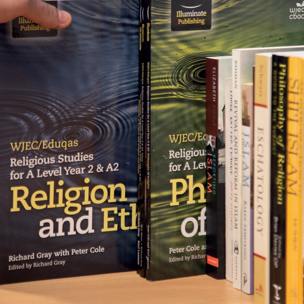 books on religious studies on shelf