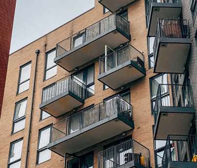 looking up at apartment block