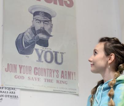 student in classroom looking at your country wants you vintage army poster