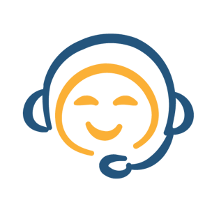 icon of smiling face wearing headset