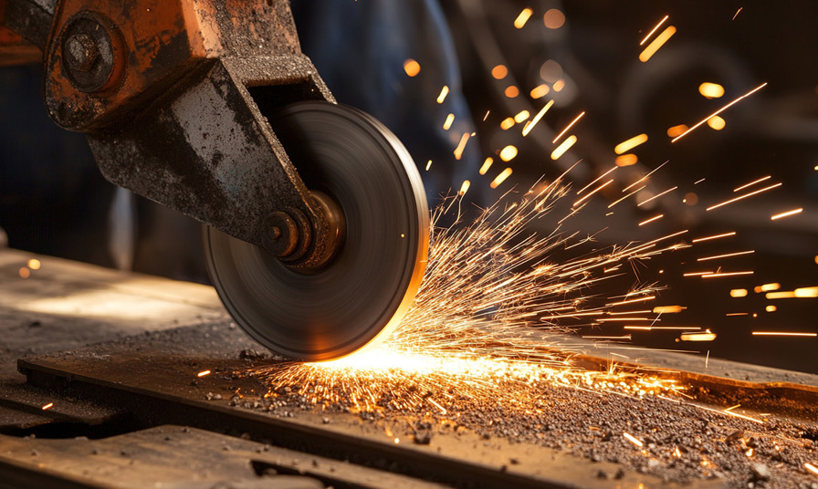 abrasive wheel tool with flying sparks