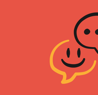 icon of speech bubbles - one with 3 dots one with smily face