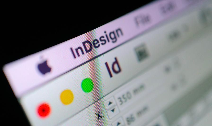 close up of InDesign programme on computer