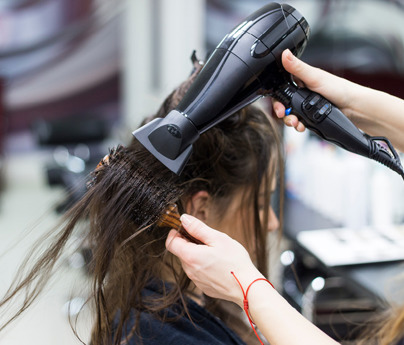 close up of hair being blow dried