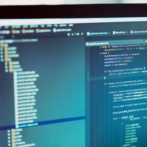 close up of computer code on screen