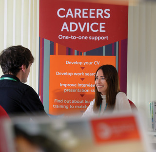 woman giving careers advice to student